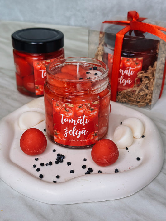 “Tomāti želejā”, sojas + gēla vaska svece