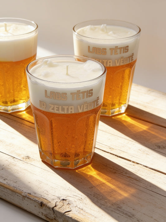 Sojas + gēla vaska svece “Tēta alus glāze”