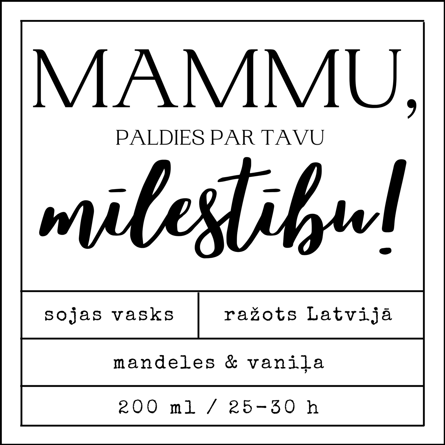 "Mammas mīlestība" sojas vaska svece