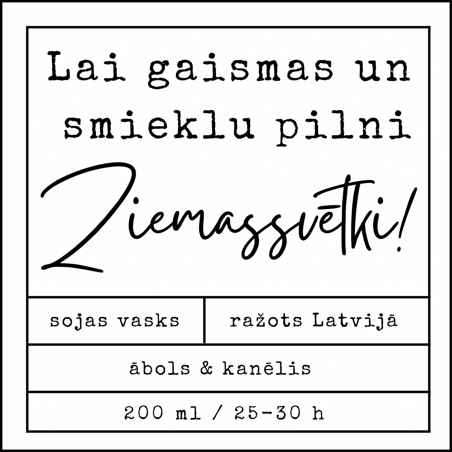 "May your Christmas be filled with light and laughter!" soy wax candle