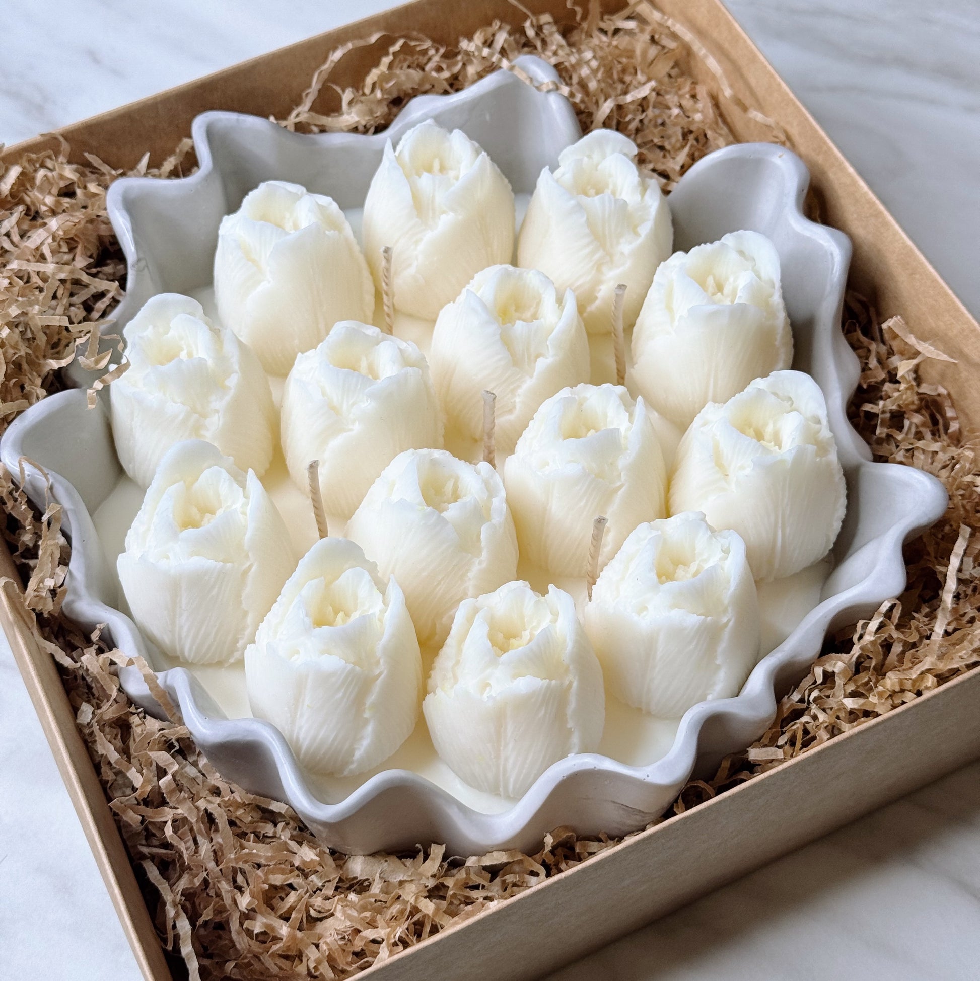 sojas vaska svece tulpes