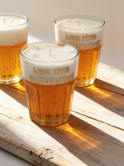 Sojas + gēla vaska svece “Tēta alus glāze”