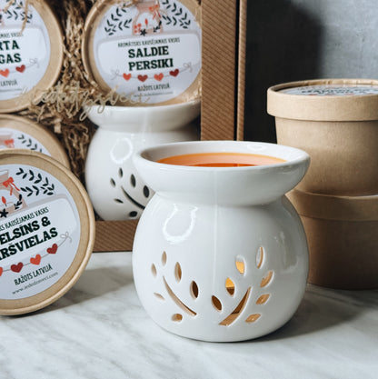 "Kūstošās sirdis" 3 aromātisko vasku dāvanu komplekts ar aromlampu