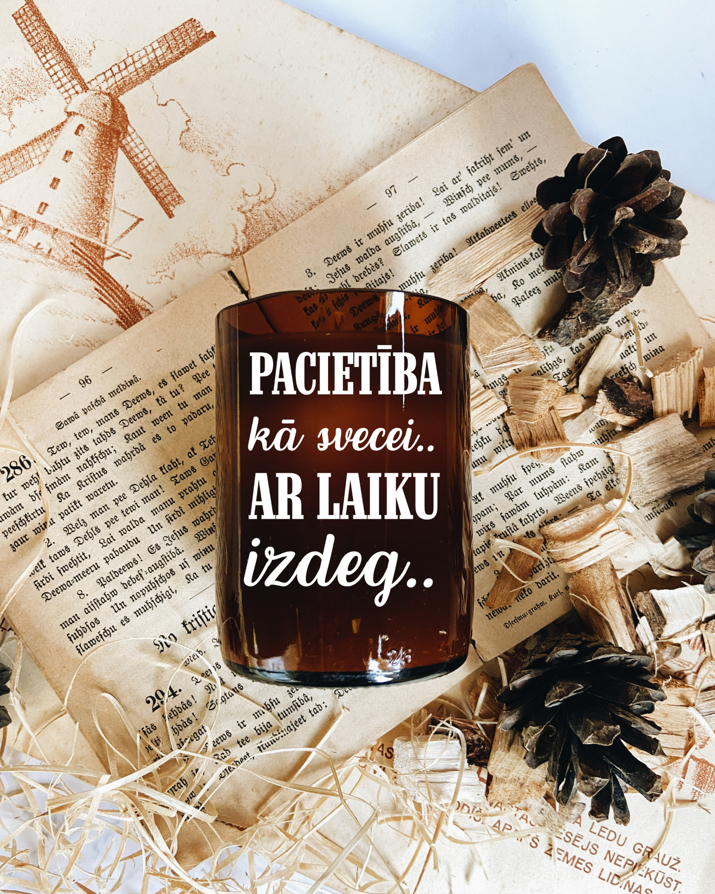 "Pacietība kā svecei" sojas vaska svece