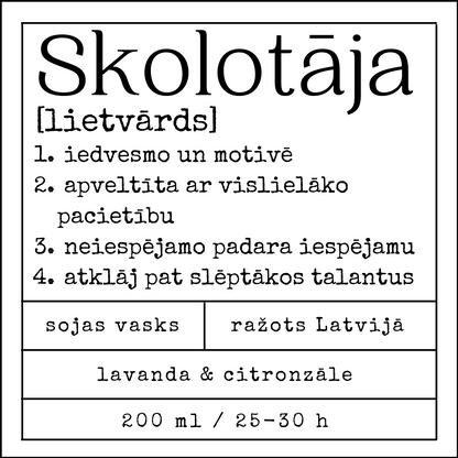 "Skolotāja" sojas vaska svece